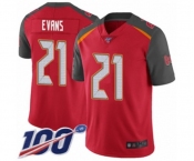 Men's Tampa Bay Buccaneers #21 Justin Evans Red Team Color Vapor Untouchable Limited Player 100th Season Football Jersey