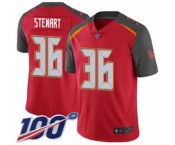 Men's Tampa Bay Buccaneers #36 M.J. Stewart Red Team Color Vapor Untouchable Limited Player 100th Season Football Jersey