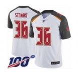 Men's Tampa Bay Buccaneers #36 M.J. Stewart White Vapor Untouchable Limited Player 100th Season Football Jersey