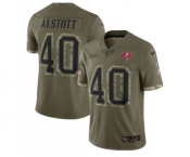 Men's Tampa Bay Buccaneers #40 Mike Alstott 2022 Olive Salute To Service Limited Stitched Jersey