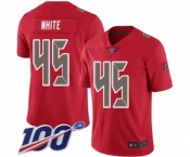Men's Tampa Bay Buccaneers #45 Devin White Limited Red Rush Vapor Untouchable 100th Season Football Jersey