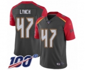 Men's Tampa Bay Buccaneers #47 John Lynch Limited Gray Inverted Legend 100th Season Football Jersey