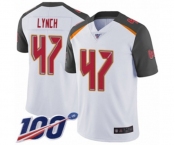 Men's Tampa Bay Buccaneers #47 John Lynch White Vapor Untouchable Limited Player 100th Season Football Jersey