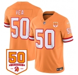 Men's Tampa Bay Buccaneers #50 Vita Vea Orange 2025 F.U.S.E. 50th Anniversary Patch Vapor Untouchable Limited Football Stitched Jersey