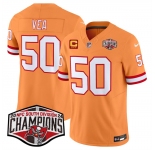 Men's Tampa Bay Buccaneers #50 Vita Vea Orange F.U.S.E. 2024 NFC South Champions With 3-Star C Patch Limited Stitched Jersey