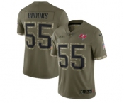 Men's Tampa Bay Buccaneers #55 Derrick Brooks 2022 Olive Salute To Service Limited Stitched Jersey