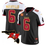 Men's Tampa Bay Buccaneers #6 Baker Mayfield Black White With Florida Patch Gold Trim Vapor Football Stitched Jersey