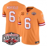 Men's Tampa Bay Buccaneers #6 Baker Mayfield Orange F.U.S.E. 2024 NFC South Champions With 4-Star C Patch Limited Stitched Jersey