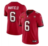 Men's Tampa Bay Buccaneers #6 Baker Mayfield Red 2025 50th Anniversary Patch And 4-Star C Patch Vapor Untouchable Limited Football Stitched Jersey