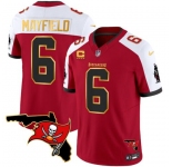 Men's Tampa Bay Buccaneers #6 Baker Mayfield Red White With Florida Patch Gold Trim Vapor Football Stitched Jersey
