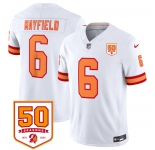 Men's Tampa Bay Buccaneers #6 Baker Mayfield White 2025 F.U.S.E. 50th Anniversary Patch Vapor Untouchable Limited Football Stitched Jersey