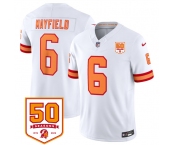Men's Tampa Bay Buccaneers #6 Baker Mayfield White 2025 F.U.S.E. 50th Anniversary Patch Vapor Untouchable Limited Football Stitched Jersey