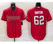 Men's Tampa Bay Buccaneers #62 Graham Barton Red Cool Base Stitched Baseball Jersey