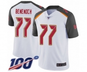 Men's Tampa Bay Buccaneers #77 Caleb Benenoch White Vapor Untouchable Limited Player 100th Season Football Jersey