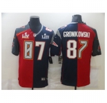 Men's Tampa Bay Buccaneers #87 Rob Gronkowski Blue Red Bowl LV Bowl LIII Limited Split Fashion Football Jersey
