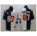 Men's Tampa Bay Buccaneers #87 Rob Gronkowski Blue White Bowl LV Bowl LIII Limited Split Fashion Football Jersey