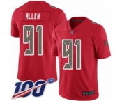 Men's Tampa Bay Buccaneers #91 Beau Allen Limited Red Rush Vapor Untouchable 100th Season Football Jersey