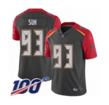 Men's Tampa Bay Buccaneers #93 Ndamukong Suh Limited Gray Inverted Legend 100th Season Football Jersey