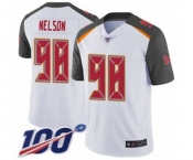 Men's Tampa Bay Buccaneers #98 Anthony Nelson White Vapor Untouchable Limited Player 100th Season Football Jersey