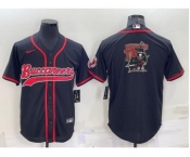 Men's Tampa Bay Buccaneers Black Team Big Logo With Patch Cool Base Stitched Baseball Jersey