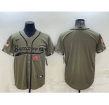 Men's Tampa Bay Buccaneers Blank Olive Salute to Service Cool Base Stitched Baseball Jersey