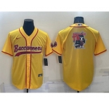 Men's Tampa Bay Buccaneers Gold Team Big Logo With Patch Cool Base Stitched Baseball Jersey