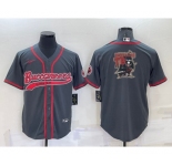 Men's Tampa Bay Buccaneers Grey Team Big Logo With Patch Cool Base Stitched Baseball Jersey