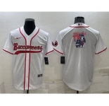 Men's Tampa Bay Buccaneers White Team Big Logo With Patch Cool Base Stitched Baseball Jersey