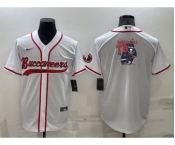 Men's Tampa Bay Buccaneers White Team Big Logo With Patch Cool Base Stitched Baseball Jersey