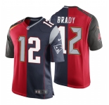New Nike Tampa Bay Buccaneers/New England Patriots#12 Red/Navy Blue Men's Stitched NFL Elite Split Jersey
