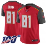 Nike Buccaneers #81 Antonio Brown Red Team Color Men's Stitched NFL 100th Season Vapor Untouchable Limited Jersey