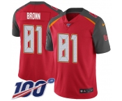 Nike Buccaneers #81 Antonio Brown Red Team Color Men's Stitched NFL 100th Season Vapor Untouchable Limited Jersey