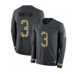 Nike Tampa Bay Buccaneers #3 Jameis Winston Limited Black Salute to Service Therma Long Sleeve NFL Jersey