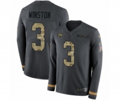 Nike Tampa Bay Buccaneers #3 Jameis Winston Limited Black Salute to Service Therma Long Sleeve NFL Jersey