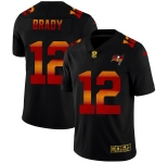 Tampa Bay Buccaneers #12 Tom Brady Men's Black Nike Red Orange Stripe Vapor Limited NFL Jersey