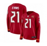 Women Nike Tampa Bay Buccaneers #21 Justin Evans Limited Red Therma Long Sleeve NFL Jersey