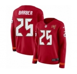 Women Nike Tampa Bay Buccaneers #25 Peyton Barber Limited Red Therma Long Sleeve NFL Jersey