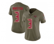 Women Nike Tampa Bay Buccaneers #3 Jameis Winston Olive Stitched NFL Limited 2017 Salute to Service Jersey