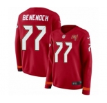 Women Nike Tampa Bay Buccaneers #77 Caleb Benenoch Limited Red Therma Long Sleeve NFL Jersey