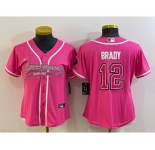 Women's Tampa Bay Buccaneers #12 Tom Brady Pink With Patch Cool Base Stitched Baseball Jersey