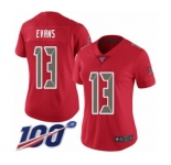 Women's Tampa Bay Buccaneers #13 Mike Evans Limited Red Rush Vapor Untouchable 100th Season Football Jersey