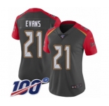Women's Tampa Bay Buccaneers #21 Justin Evans Limited Gray Inverted Legend 100th Season Football Jersey