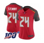 Women's Tampa Bay Buccaneers #24 Darian Stewart Red Team Color Vapor Untouchable Limited Player 100th Season Football Jersey