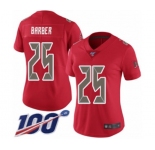Women's Tampa Bay Buccaneers #25 Peyton Barber Limited Red Rush Vapor Untouchable 100th Season Football Jersey