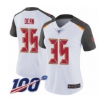 Women's Tampa Bay Buccaneers #35 Jamel Dean White Vapor Untouchable Limited Player 100th Season Football Jersey