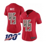 Women's Tampa Bay Buccaneers #45 Devin White Limited Red Rush Vapor Untouchable 100th Season Football Jersey