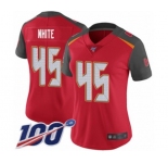 Women's Tampa Bay Buccaneers #45 Devin White Red Team Color Vapor Untouchable Limited Player 100th Season Football Jersey