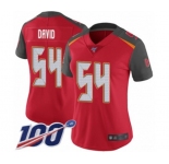 Women's Tampa Bay Buccaneers #54 Lavonte David Red Team Color Vapor Untouchable Limited Player 100th Season Football Jersey
