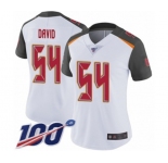 Women's Tampa Bay Buccaneers #54 Lavonte David White Vapor Untouchable Limited Player 100th Season Football Jersey