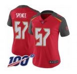 Women's Tampa Bay Buccaneers #57 Noah Spence Red Team Color Vapor Untouchable Limited Player 100th Season Football Jersey